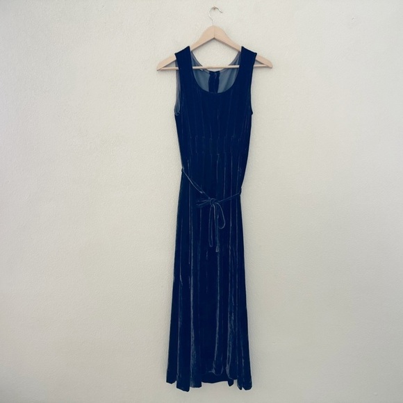 Vintage Velvet Silk Maxi Dress Sleeveless Empire Whimsigoth Y2K Dark Purple S - Picture 1 of 12